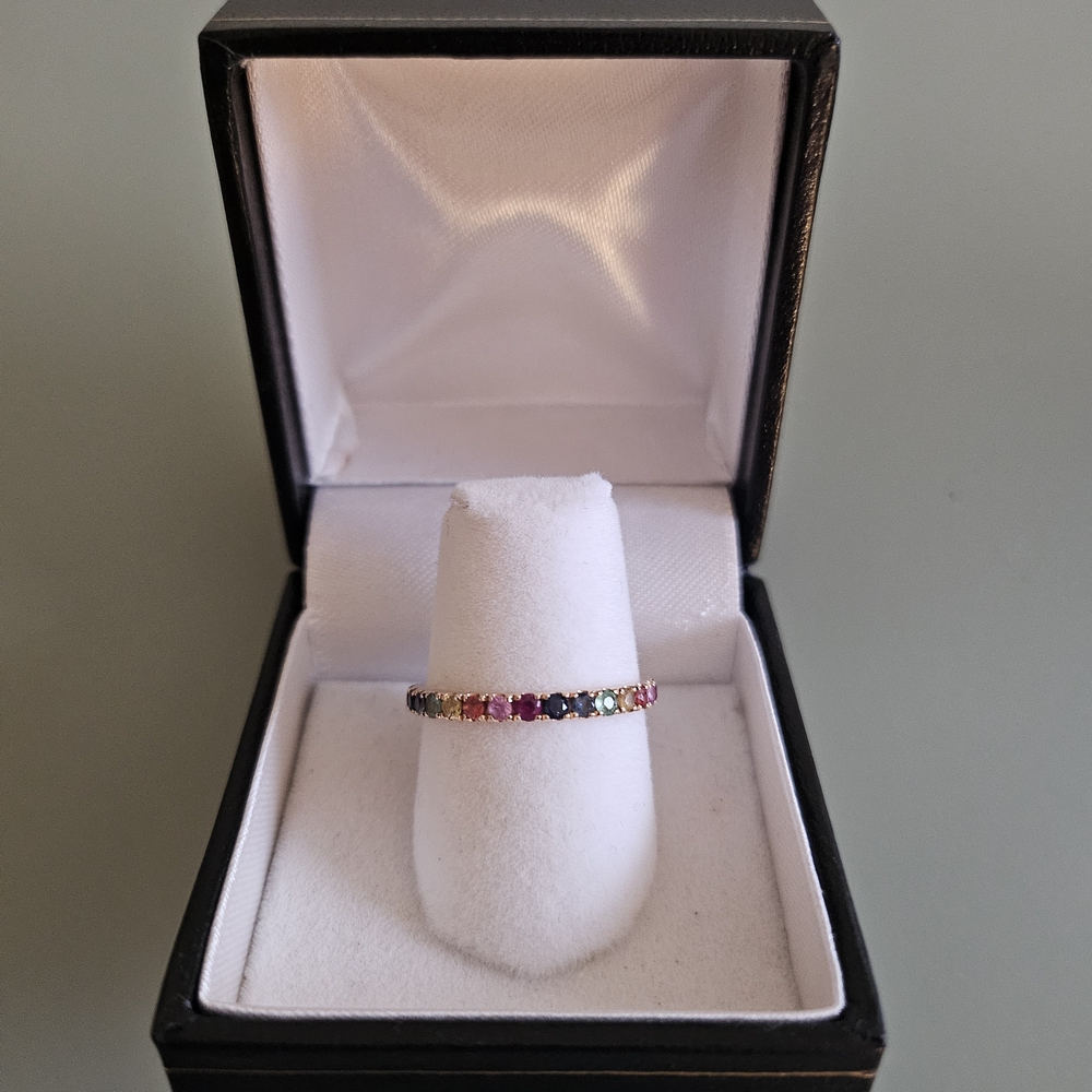 14k Rainbow Multicolor Gemstone Eternity Ring